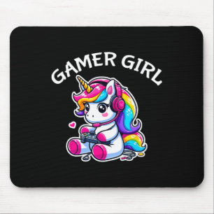 Cute Video Game Gaming Unicorn Gamer Girl 1  Mouse Mat