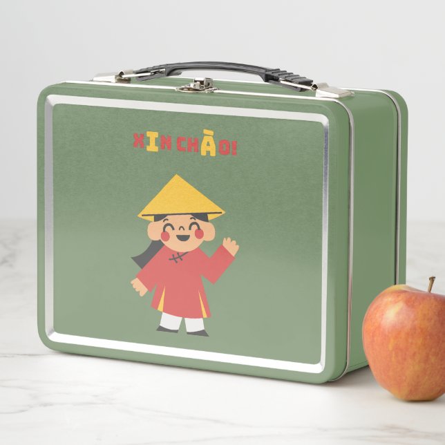 Cute Vietnamese "Xin Chào!" Red Lunch Box (In Situ)