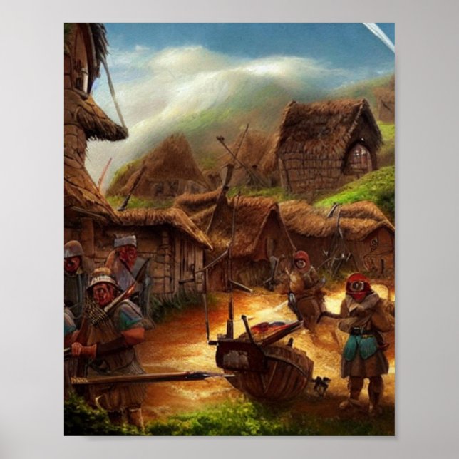 Cute Village Digital Art Poster #02 (Front)