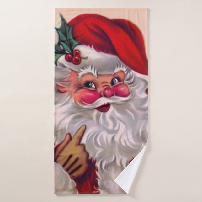 Cute vinage santa claus 2 bath towel (Bath Towel)