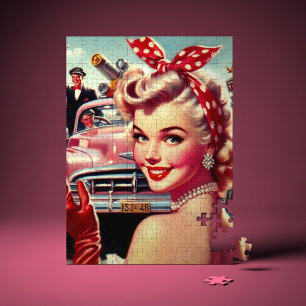 Cute Vintage 1950s Girl Jigsaw Puzzle