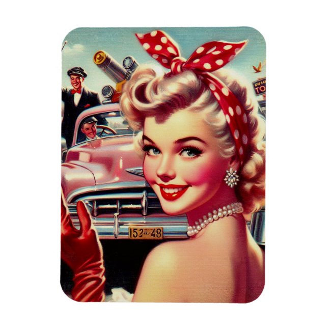 Cute Vintage 1950s Girl Magnet (Vertical)