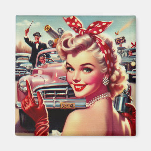 Cute Vintage 1950s Girl Magnet