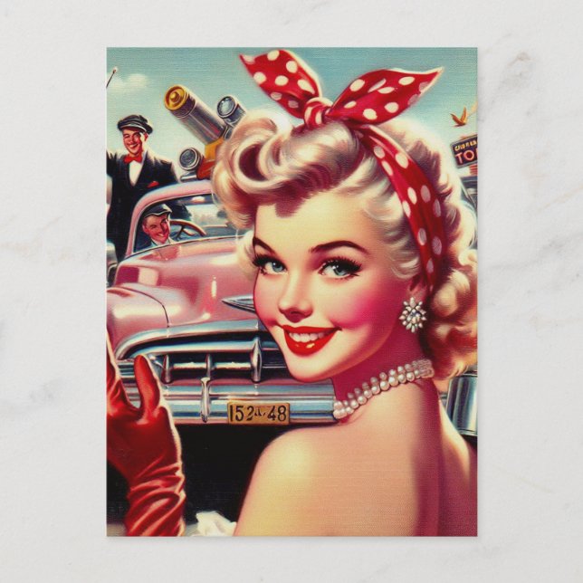 Cute Vintage 1950s Girl Postcard (Front)