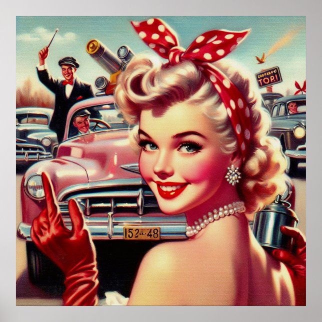 Cute Vintage 1950s Girl Poster (Front)