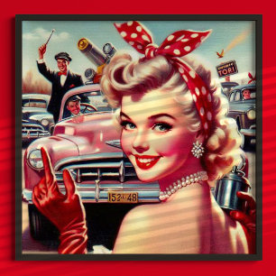 Cute Vintage 1950s Girl Poster