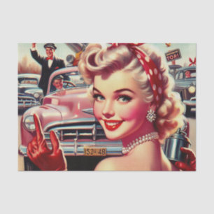 Cute Vintage 1950s Girl Tissue Paper