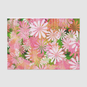 Cute Vintage 70s Pink & Green Daisies Retro Floral Tissue Paper