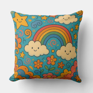 Cute Vintage Aesthetic Pattern Pillow 🌈✨🌸