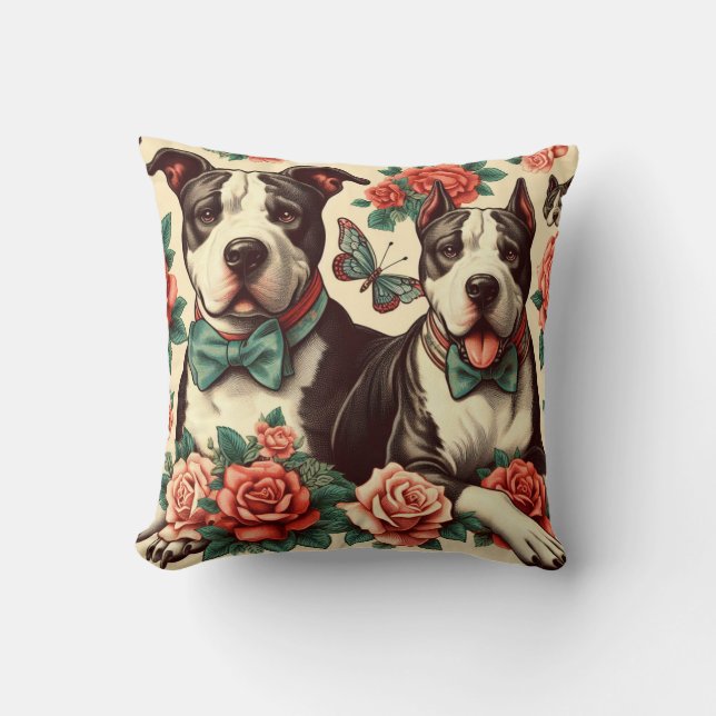 Cute Vintage American Pit Bull Terrier  Cushion (Front)