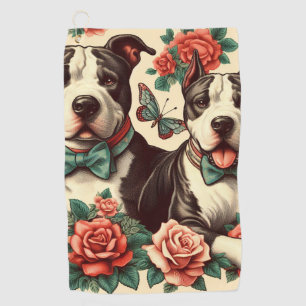 Cute Vintage American Pit Bull Terrier Golf Towel