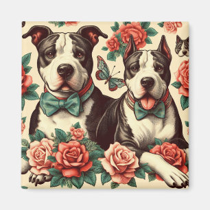 Cute Vintage American Pit Bull Terrier Magnet