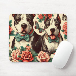 Cute Vintage American Pit Bull Terrier Mouse Mat