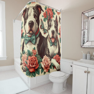 Cute Vintage American Pit Bull Terrier Shower Curtain