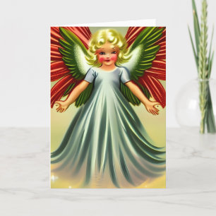 Cute Vintage Angel Christmas Blank Inside Holiday Card
