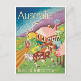 Cute Vintage Australia Farm Travel Postcard