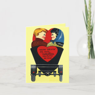 Cute Vintage "auto be mine" Valentines Day Card