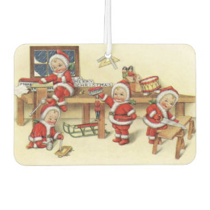 Cute Vintage Baby Santa Illustration Car Air Freshener