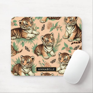 Cute Vintage Baby Tiger Pattern Mouse Mat
