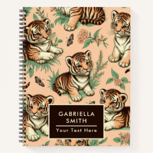 Cute Vintage Baby Tiger Pattern Notebook