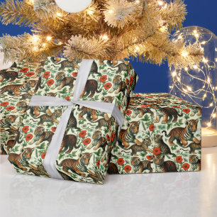 Cute Vintage Baby Tiger Seamless Wrapping Paper