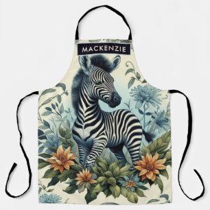 Cute Vintage Baby Zebra Watercolor Apron