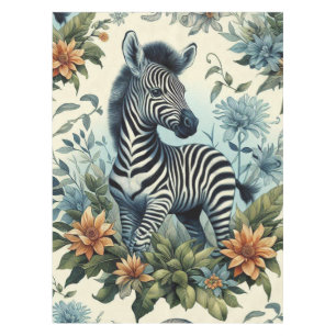 Cute Vintage Baby Zebra Watercolor Tablecloth