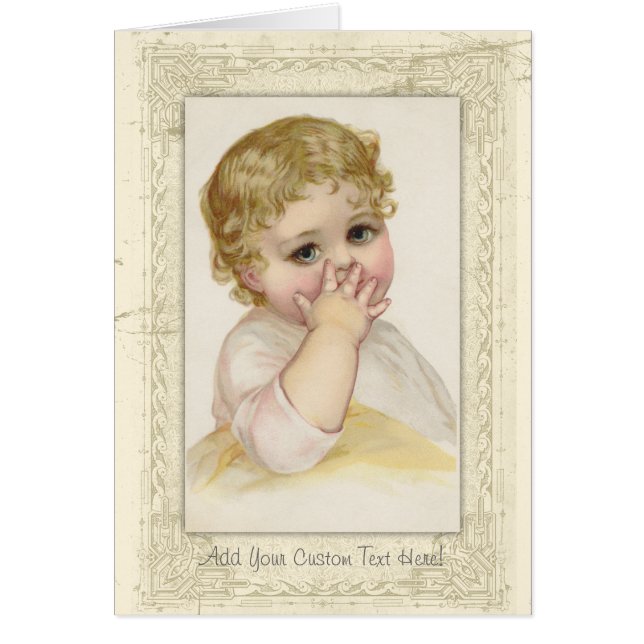 Cute Vintage Baby's Kiss Antique Illustration (Front)