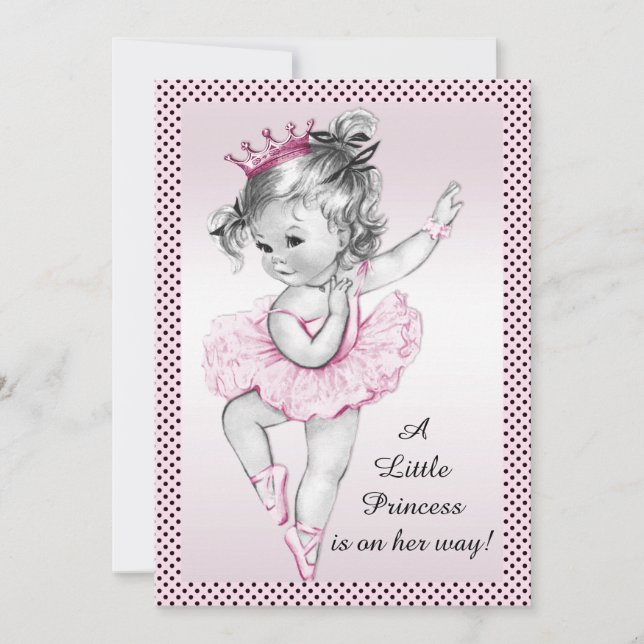 Cute Vintage Ballerina Princess Baby Shower Invitation (Front)
