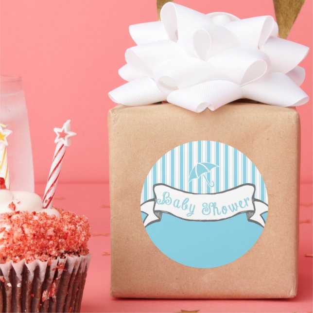 Cute Vintage Banner Baby Boy Shower Sticker (Party)