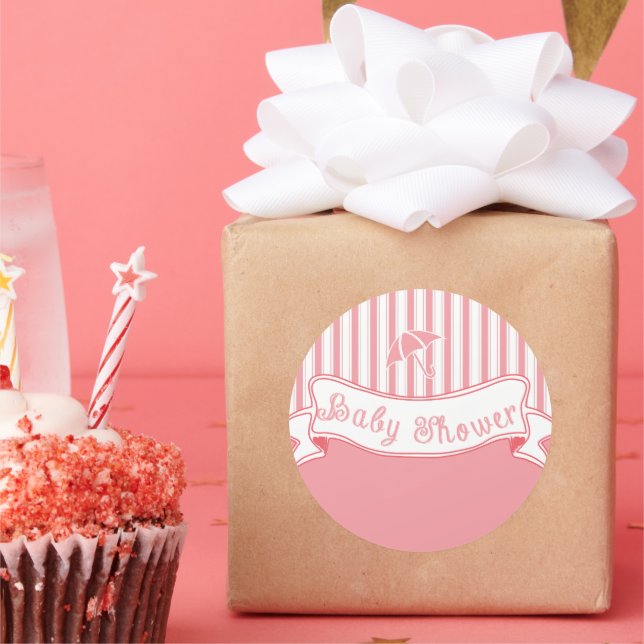 Cute Vintage Banner Baby Girl Shower Sticker (Party)