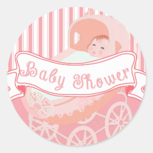 Cute Vintage Banner Baby Girl Shower Sticker