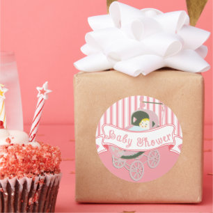Cute Vintage Banner Baby Girl Shower Sticker