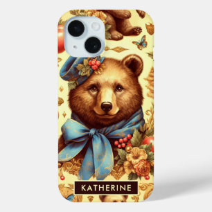 Cute Vintage Bear Watercolor iPhone 15 Case