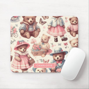 Cute Vintage Bears Seamless Mouse Mat