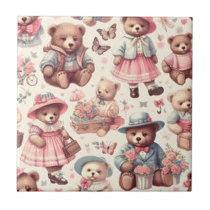 Cute Vintage Bears Seamless Tile
