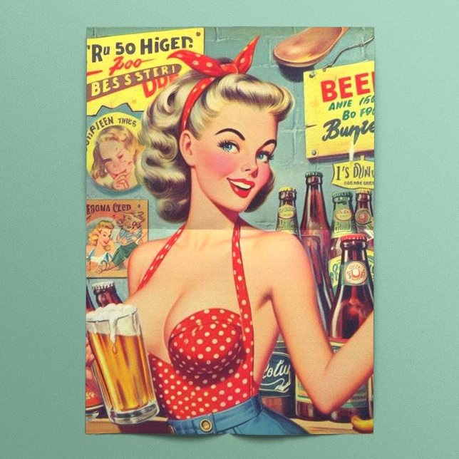 Cute Vintage Beer Pin up Tissue Paper (Creator Uploaded)