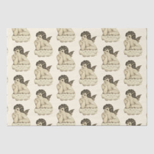 Cute Vintage Beige Cherub Angel on Beige Cream Tissue Paper