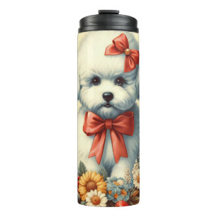Cute Vintage Bichon Frisé Illustration Thermal Tumbler
