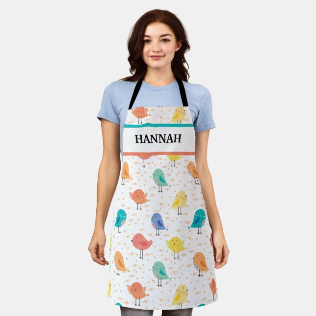 Cute Vintage Bird Pattern  Apron (Worn)