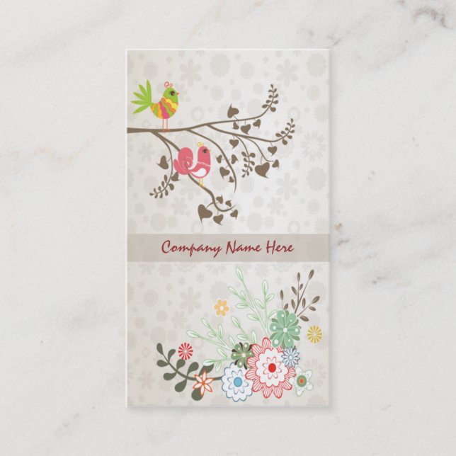 cute vintage birds business card (Front)