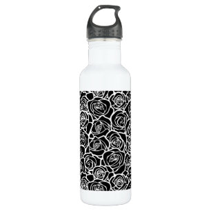 Cute Vintage black and white roses 710 Ml Water Bottle