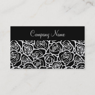 Cute Vintage black and white roses Business Card
