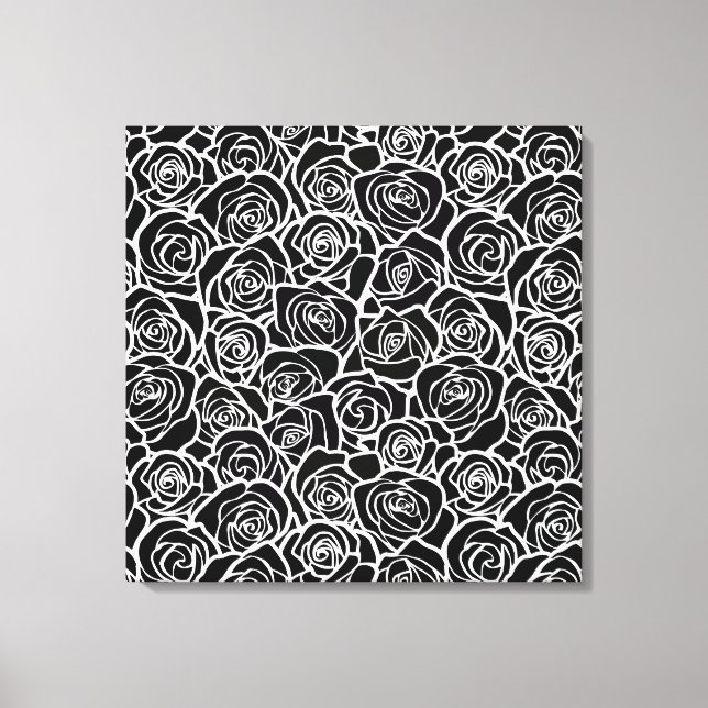 Cute Vintage black and white roses Canvas Print (Front)