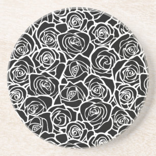 Cute Vintage black and white roses Coaster