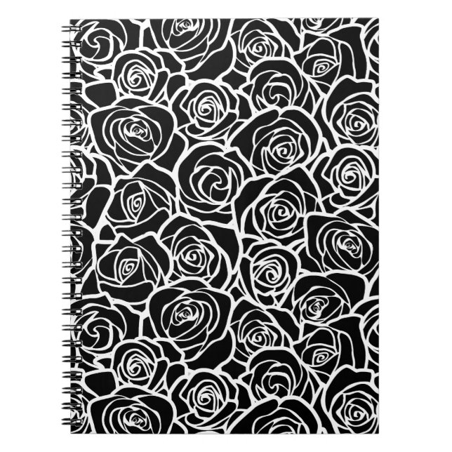 Cute Vintage black and white roses Notebook (Front)