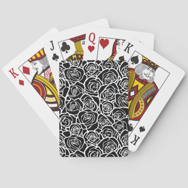 Cute Vintage black and white roses Playing Cards (Back)