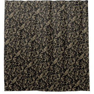 Cute vintage black brown floral pattern shower curtain