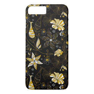 Cute vintage black golden floral background iPhone 8 plus/7 plus case
