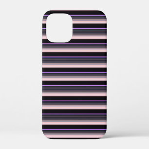 Cute vintage black grey stripes iPhone 12 mini case